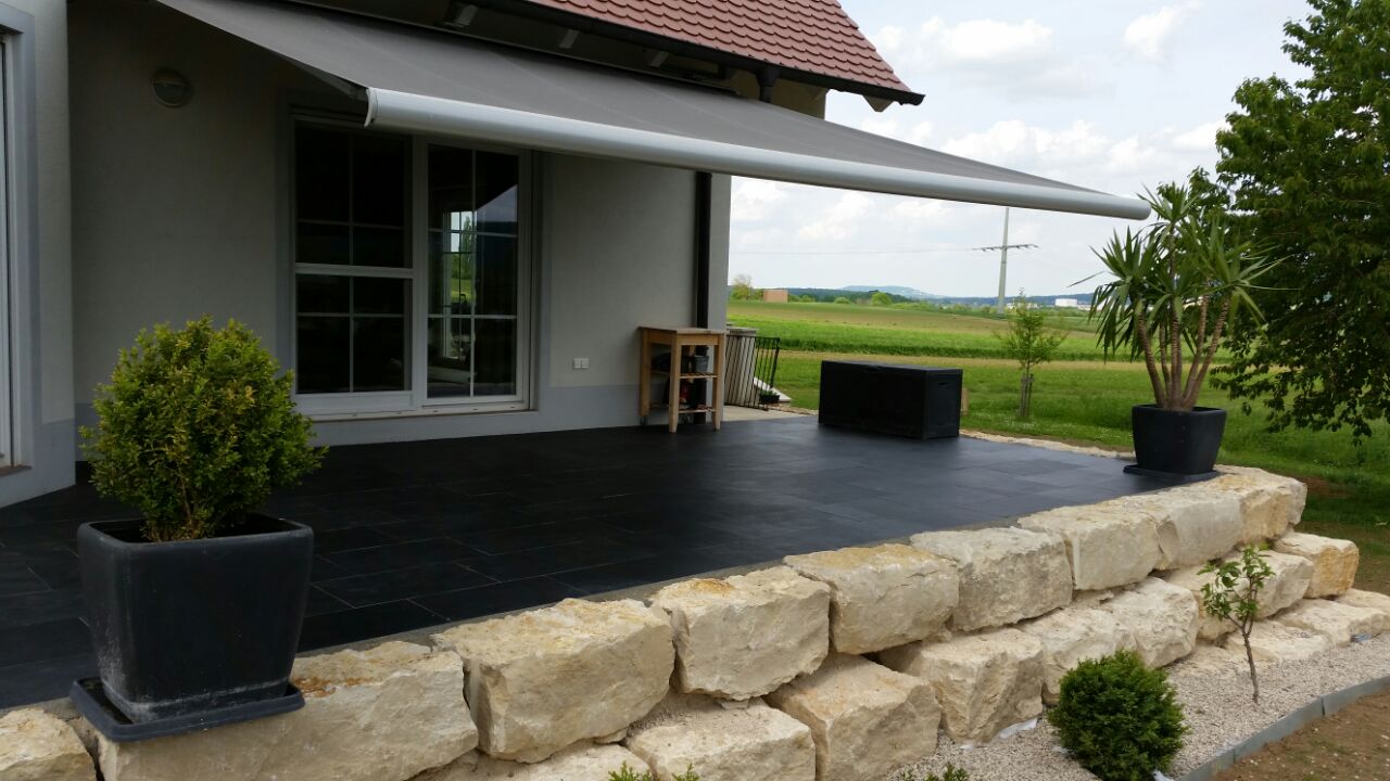 Schiefer - Bodenplatten 90x60x3 cm Naturstein schwarz graphite 